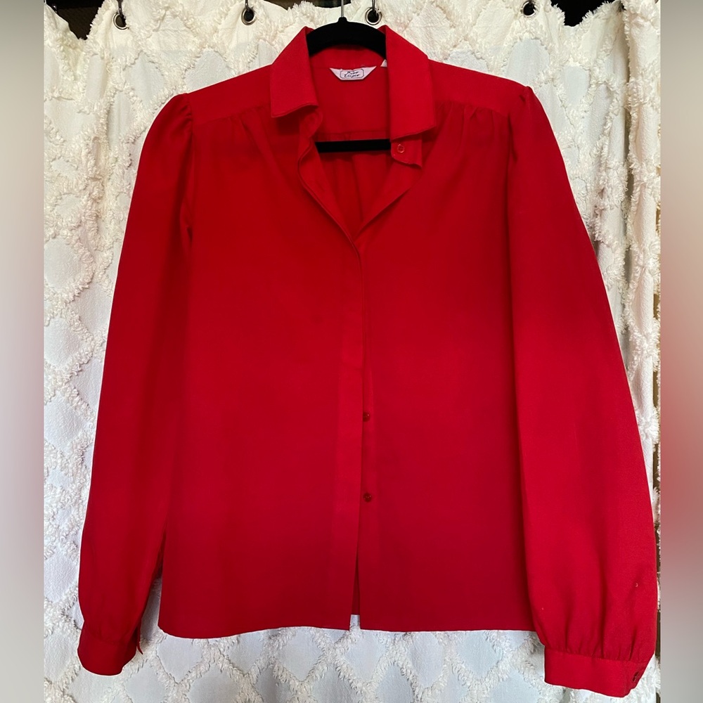Vintage Paco Eligio Red Button-Up Blouse